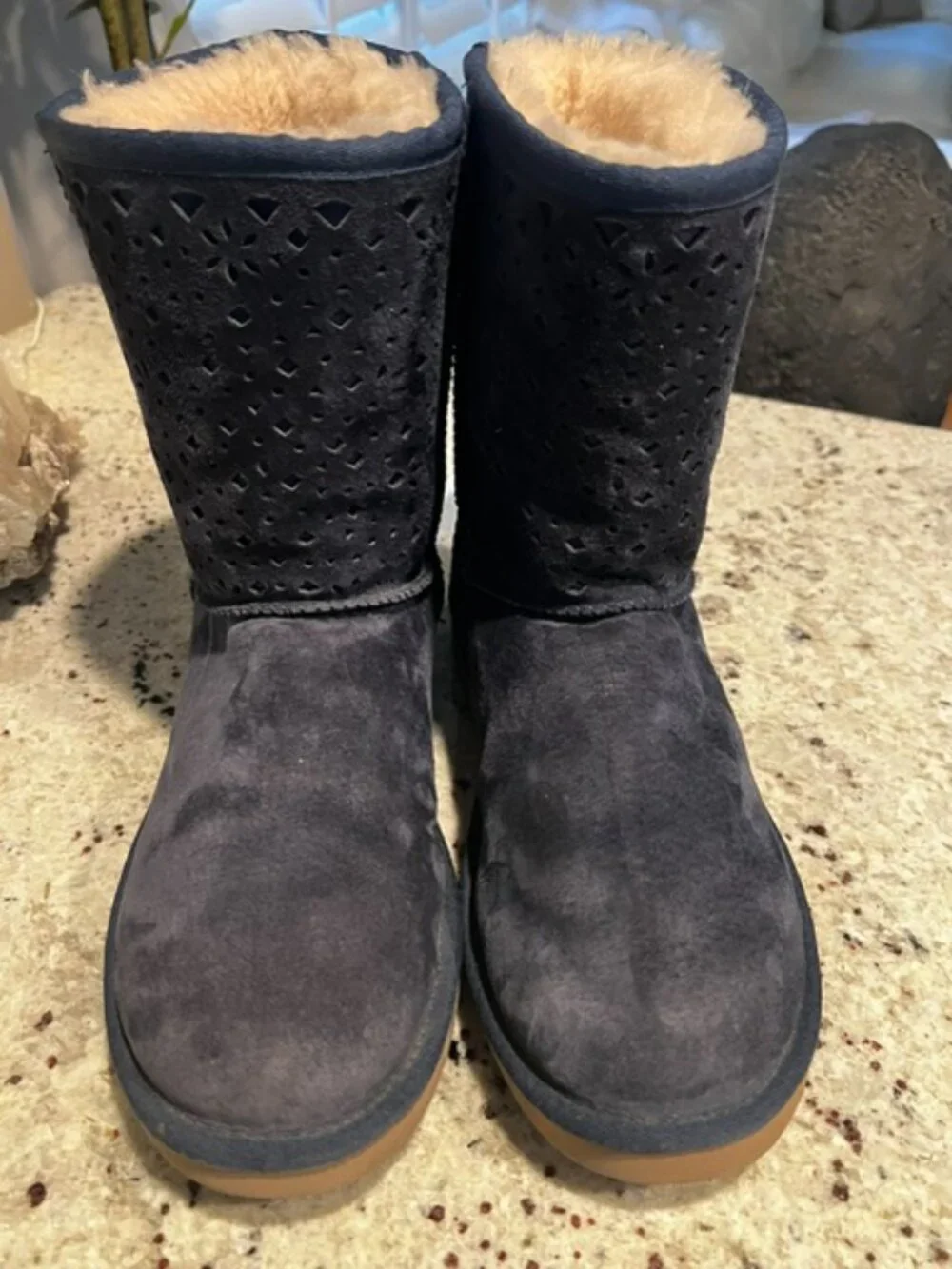 Navy Blue UGG Classic Short Laser Cut Boots 10M ~ Excellent Condition!